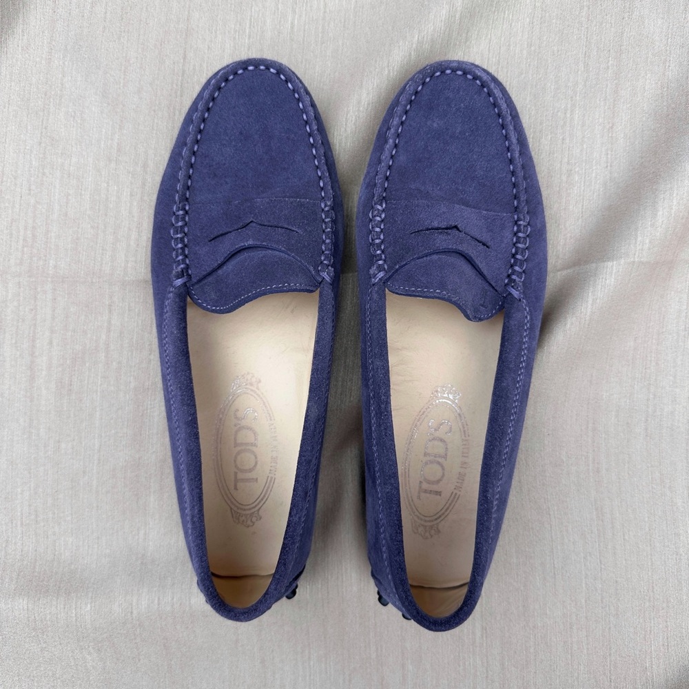 Tod's Blue Suede Loafers - Picture 2 of 3
